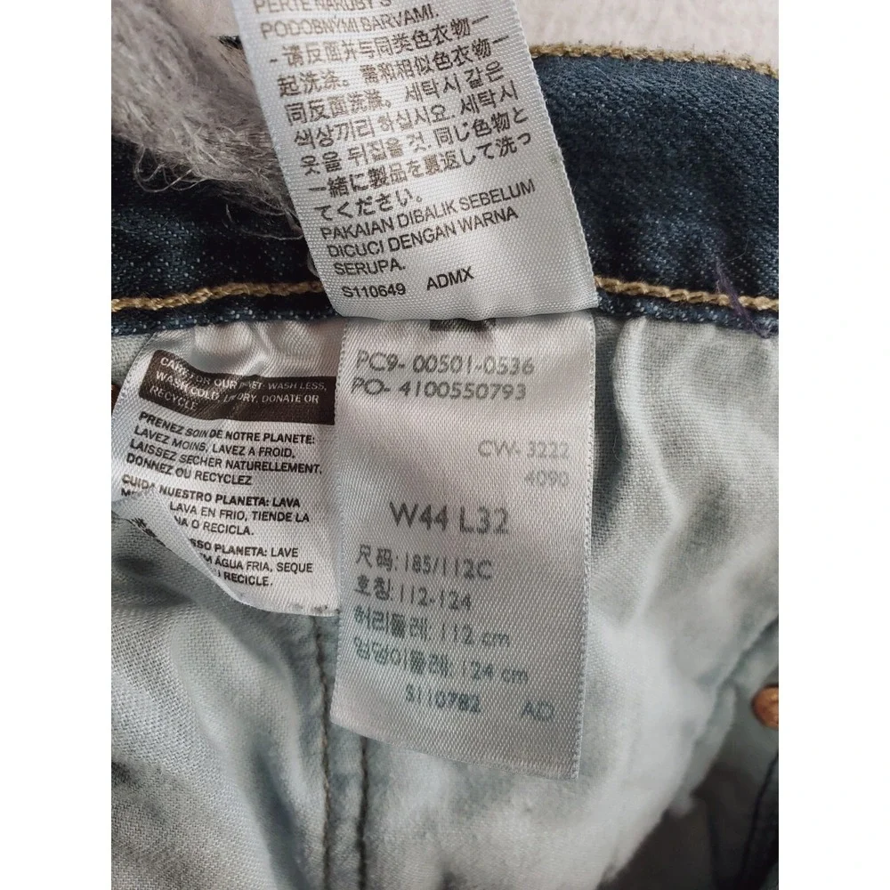 Levis 501 Jeans Mens 44x32 Blue Original Straight Button Fly Dark Wash Work Pant